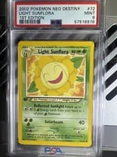 PSA 9 Mint Pokemon 1st Edition Neo Destiny Light Sunflora #72/105