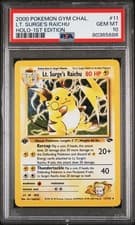 Pokemon 1st Edition Lt. Surge's Raichu 11/132 - PSA 10 GEM - Gym Challenge Holo