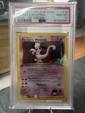 Rocket's Mewtwo Gym Challenge 1st Edition Holo Rare #14 PSA 10 SWIRL