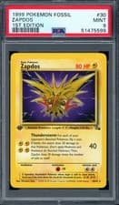 PSA 9 Pokemon 1999 1st Edition Fossil Zapdos Rare #30