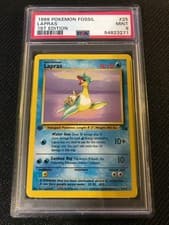 PSA 9 MINT Lapras 25 Fossil 1st Edition Pokemon Card