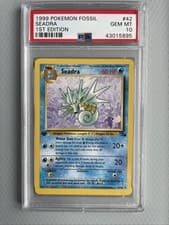1999 Pokémon Fossil Seadra #42 1st Edition PSA 10