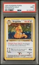 1999 Pokémon Fossil #4 Dragonite 1st Edition Holo PSA 9 English MINT - NEW CERT