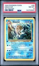 PSA 8 NM/MT 1999 POKEMON FOSSIL #40 OMASTAR 1ST EDITION ENGLISH