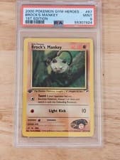 2000 Pokemon Gym Heroes 1st Edition Brock's Mankey 67/132 PSA 9 Mint