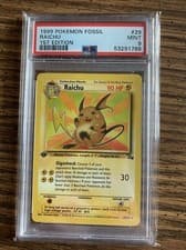PSA 9 Raichu 29 NON-HOLO Fossil 1st Edition MINT Card 1999