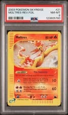 2003 POKEMON SKYRIDGE #21 MOLTRES-REVERSE FOIL PSA 8
