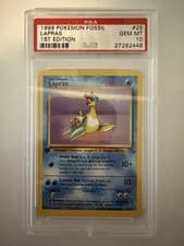 Pokemon Lapras Fossil 1st Edition NON Holo Rare #25 PSA 10 Gem Mint