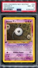 PSA 8 Pokemon 2002 1st Edition Neo Destiny Unown P Uncommon #58