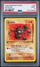 1999 Pokemon 1st Edition Fossil - GEODUDE - Non Holo Common Card #47/62 PSA 9