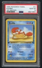 Pokémon TCG Krabby 51/62 PSA 10 #51 1st Edition Fossil 1999 Vintage
