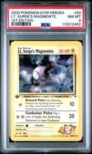 PSA 8 Lt. Surge's Magnemite 50/132 1st Edition Gym Heroes Pokemon Card
