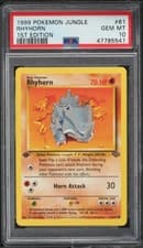 1999 Pokemon Card Jungle Set 1st Edition Rhyhorn #61 PSA 10 GEM MT English 61/64