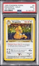 1999 POKEMON FOSSIL 1ST EDITION #4 DRAGONITE-HOLO PSA 9