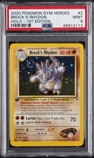 2000 POKEMON GYM HEROES HOLO-1ST EDITION #2 BROCK'S RHYDON PSA 9