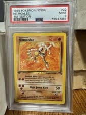 PSA 9 Pokemon 1999 1st Edition Fossil Hitmonlee Rare #22