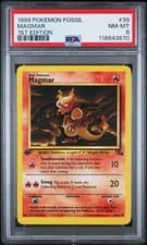 1999 Pokemon Fossil #39 Magmar 1st Edition PSA 8