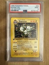 Magneton 26/62 Rare - 1st edition Fossil Pokemon Card - PSA 9