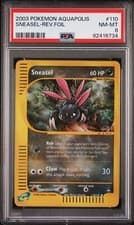 Pokemon WotC Aquapolis Reverse Holo Card #110 Sneasel PSA 8