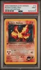 2000 Pokemon 1st Edition Gym Heroes # 12 Rocket's Moltres Holo PSA 9 Card MINT!