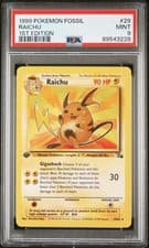 PSA 9 Raichu Fossil 1st Edition Non-Holo Rare 1999 Mint Pokemon 29/62