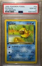 PSYDUCK 53/62 1ST EDITION FOSSIL POKEMON PSA 10