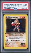 1st Edition Rocket's Hitmonchan Holo 11/132 PSA 8 Pokemon Card Gym Heroes WOTC