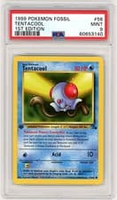 1999 Pokémon Fossil #56 Tentacool 1st Edition PSA 9