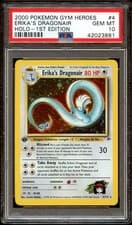 PSA 10 GEM MINT Erika's Dragonair 4/132 HOLO Gym Heroes 1ST EDITION Pokemon Card