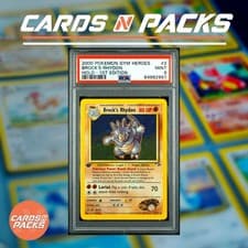 Pokemon Card Brock's Rhydon 2/132 English Holo Gym Heroes 1st Edition PSA 9 ✨