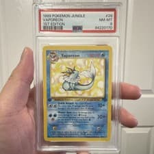 1999 Pokemon TCG Jungle Vaporeon 1st Edition Rare 28/64 PSA 8 Card Stock