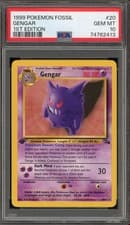 Pokemon Gengar Fossil 1st Edition NON Holo Rare #20 PSA 10 Gem Mint