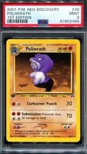 PSA 9 Pokemon 2001 1st Edition Neo Discovery Poliwrath Rare #28