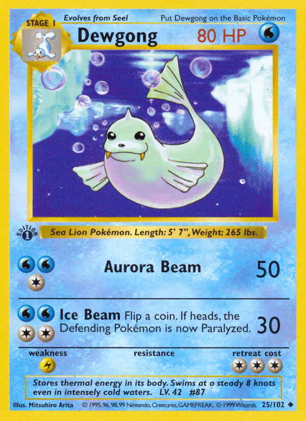 Dewgong artwork — Base 25/102