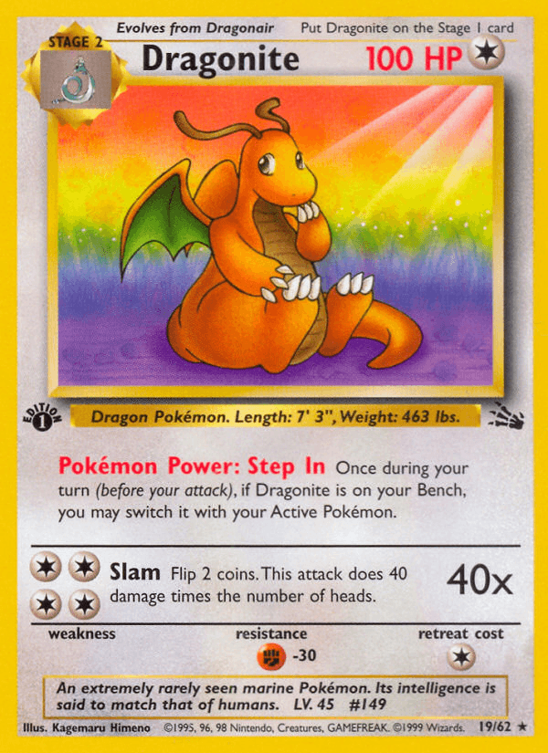 Dragonite artwork — Fossil 19/62