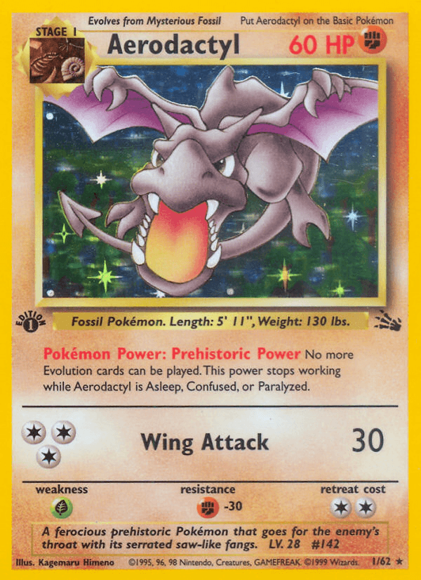 Aerodactyl artwork — Fossil 1/62