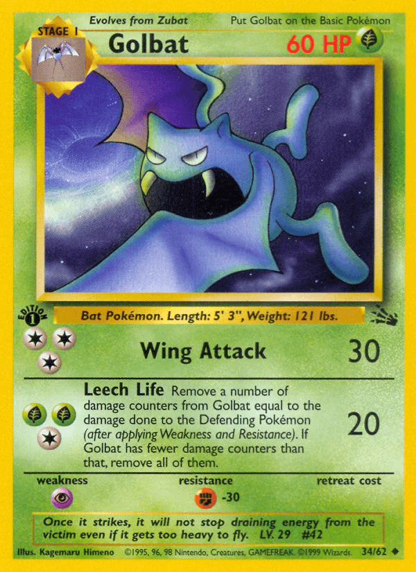 Golbat artwork — Fossil 34/62