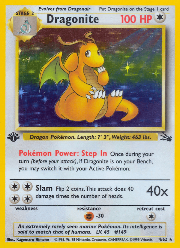 Dragonite artwork — Fossil 4/62