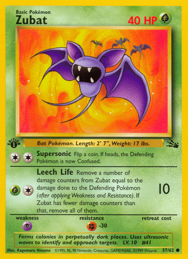 Zubat artwork — Fossil 57/62