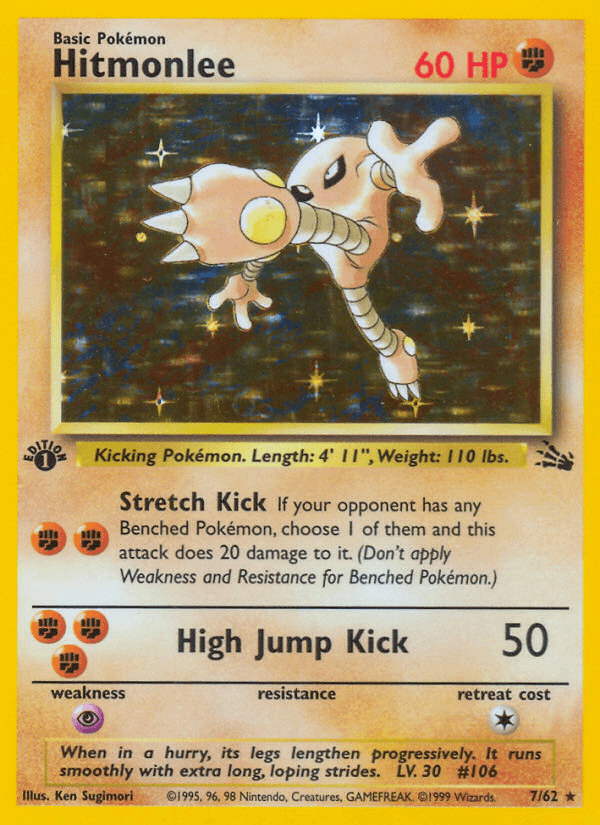 Hitmonlee artwork — Fossil 7/62
