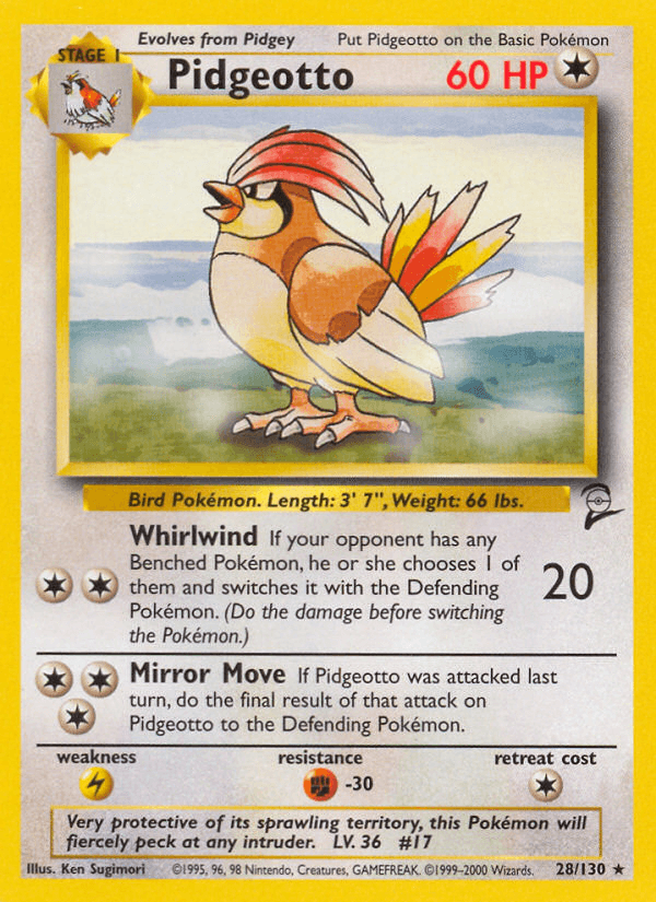 Pidgeotto artwork — Base Set 2 28/130