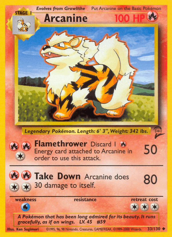 Arcanine artwork — Base Set 2 33/130