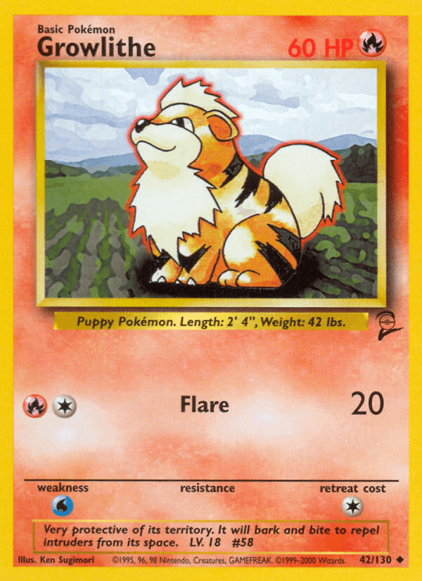 Growlithe artwork — Base Set 2 42/130