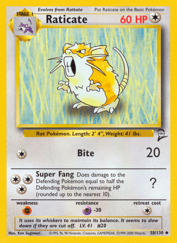 Raticate artwork — Base Set 2 58/130