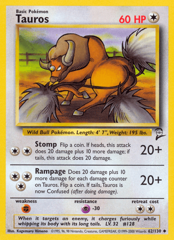 Tauros artwork — Base Set 2 62/130