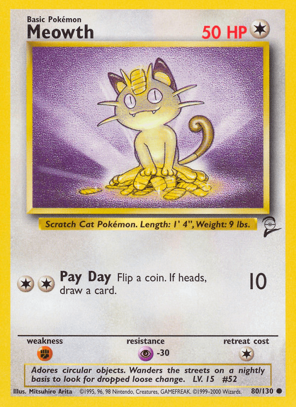 Meowth artwork — Base Set 2 80/130