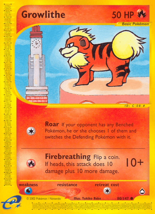 Growlithe artwork — Aquapolis 80/182