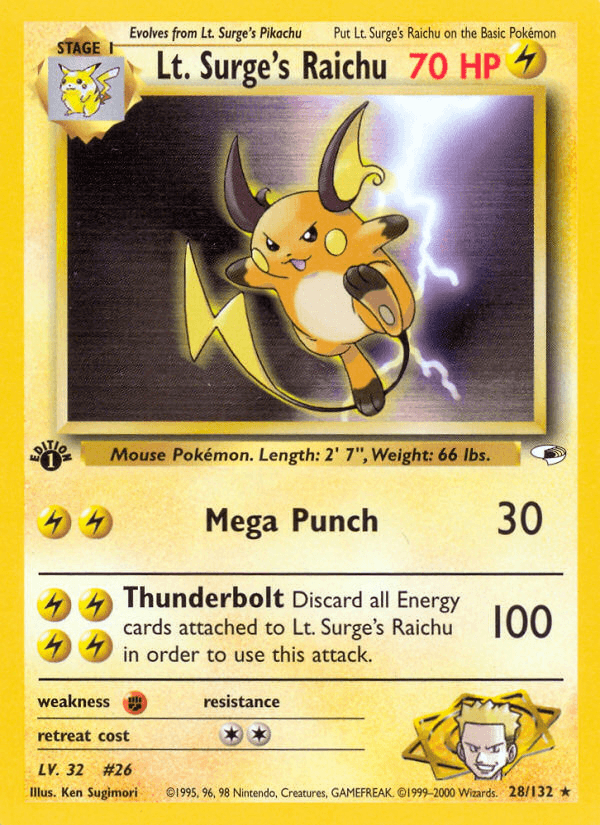 Lt. Surge's Raichu — Gym Heroes 28/132
