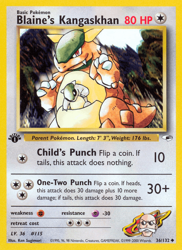 Blaine's Kangaskhan artwork — Gym Heroes 36/132