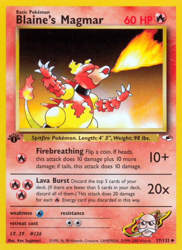 Blaine's Magmar artwork — Gym Heroes 37/132